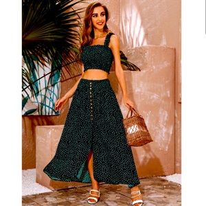 Never Worn Polka Dot Green Two Piece